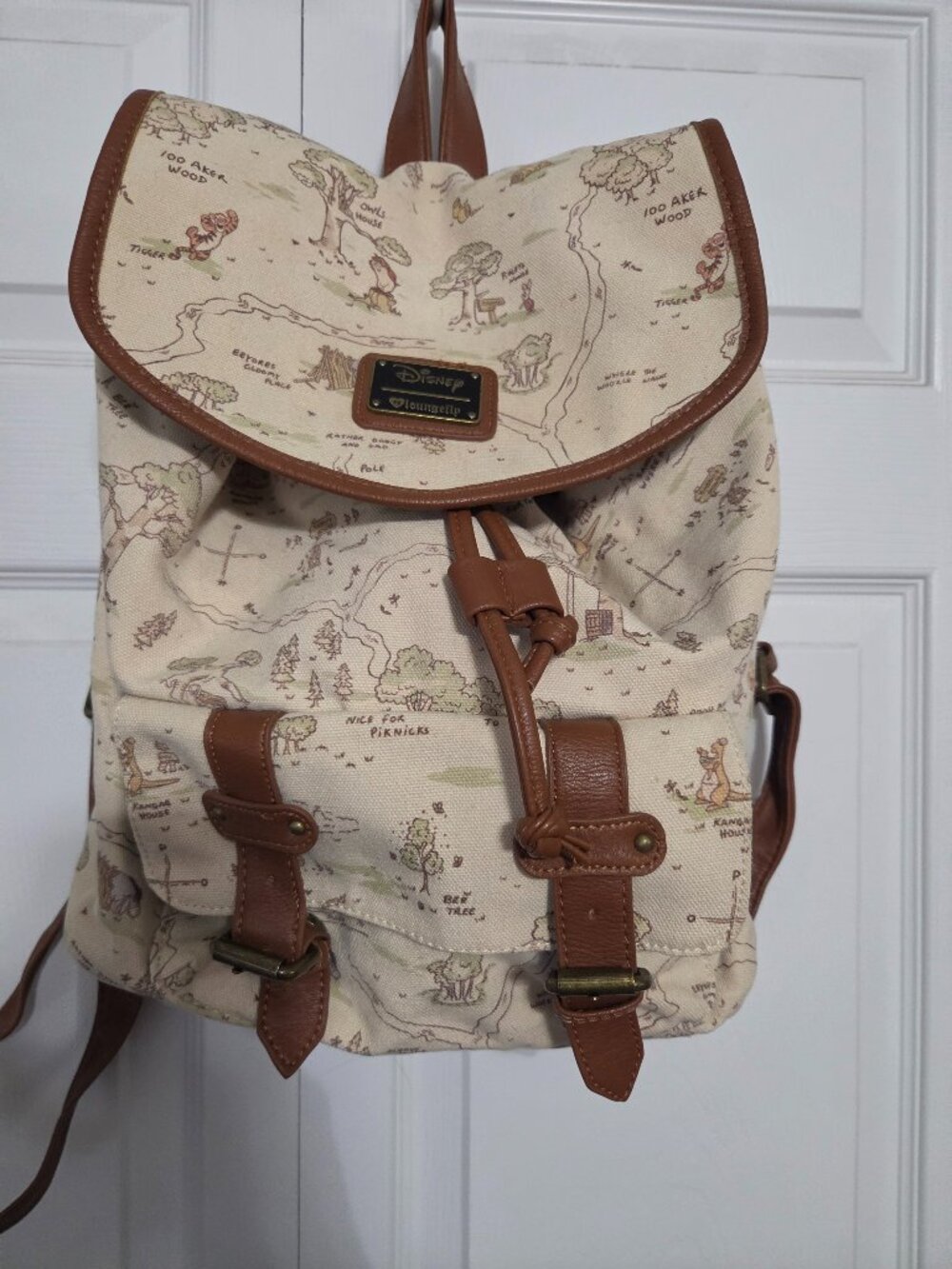 Loungefly OG Heart Logo Pooh 100 Acres Canvas Backpack